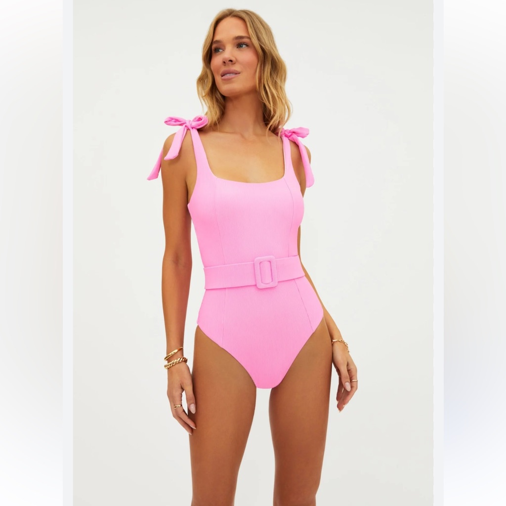 Nwt Beach Riot Sydney Belted One Piece In Prism Pink